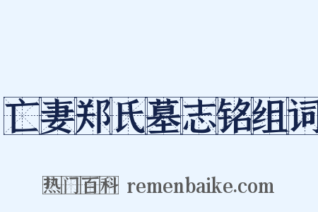 亡妻郑氏墓志铭组词是什么意思的图片